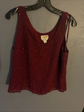 Talbots Sequined Burgundy Tank Top